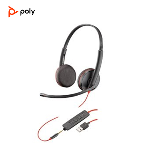 Poly Blackwire C3225 USB-C 3200 Series - headset - on-ear - wired - 3.5 mm jack, USB-C - noise isolating 