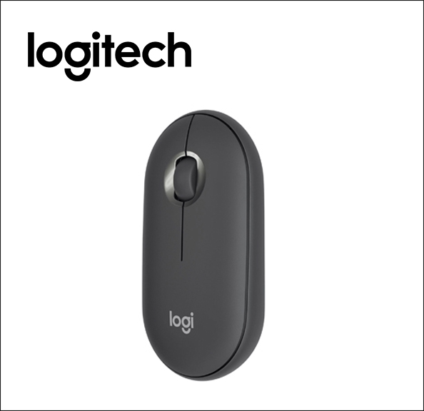 Logitech Pebble i345 Mouse - optical - 3 buttons - wireless - Bluetooth - graphite - for Apple 10.2-inch iPad; 10.5-inch iPad Air; 11-inch iPad Pro; iPad mini 5 