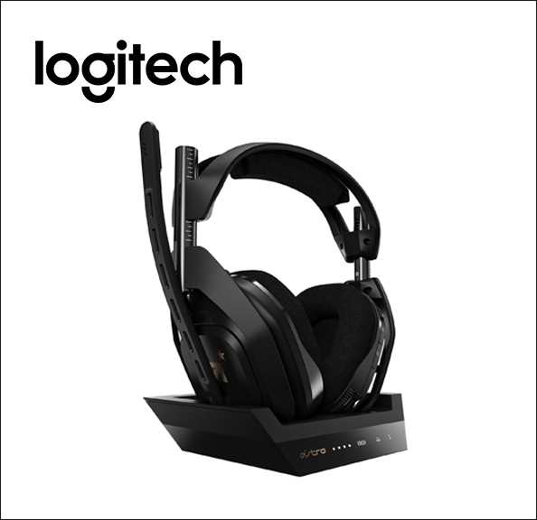 ASTRO A50 + Base Station Headset - full size - 2.4 GHz - wireless - gray - with ASTRO Wireless XB1 5 GHz Base Station Transmitter/Charging Stand 