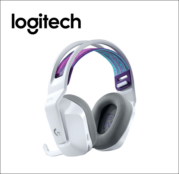 Logitech G733 LIGHTSPEED Wireless RGB Gaming Headset Headset - 7.1 channel - full size - 2.4 GHz - wireless - white 