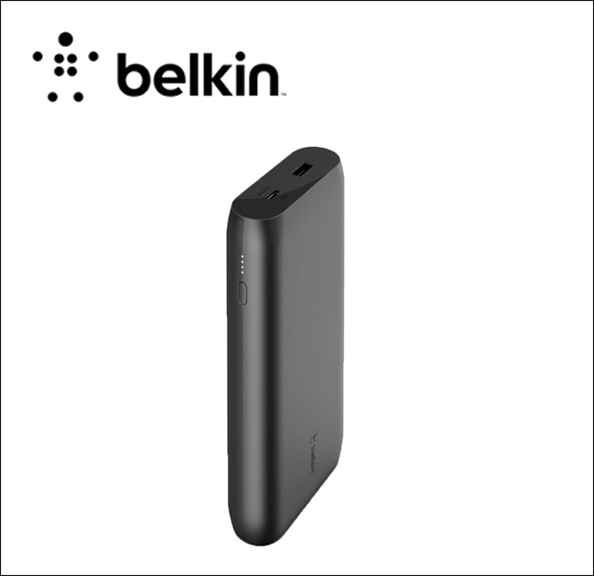 Belkin BOOST CHARGE Power bank - 20000 mAh - 3 output connectors (USB, USB-C) - on cable: USB, USB-C - black 