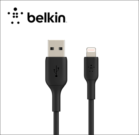 Belkin BOOST CHARGE Lightning cable - Lightning male to USB male - 3.3 ft - black - for Apple 10.5-inch iPad Pro; 12.9-inch iPad Pro (2nd generation); iPhone 11, 11 Pro, 11 Pro Max, 8, XR, XS, XS Max 
