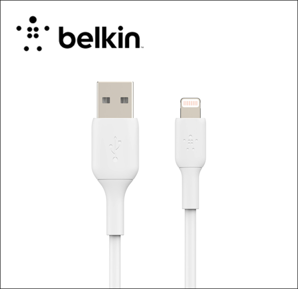 Belkin BOOST CHARGE Lightning cable - Lightning male to USB male - 3.3 ft - white - for Apple 10.5-inch iPad Pro; 12.9-inch iPad Pro (2nd generation); iPhone 11, 11 Pro, 11 Pro Max, 8, XR, XS, XS Max 