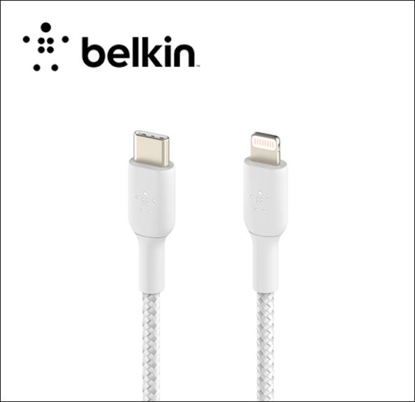 Belkin BOOST CHARGE Lightning cable - USB-C male to Lightning male - 3.3 ft - white - USB Power Delivery (18W) - for Apple iPad/iPhone/iPod (Lightning) 