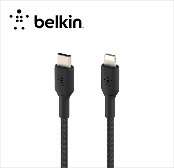 Belkin BOOST CHARGE Lightning cable - USB-C male to Lightning male - 3.3 ft - black - USB Power Delivery (18W) - for Apple iPad/iPhone/iPod (Lightning) 