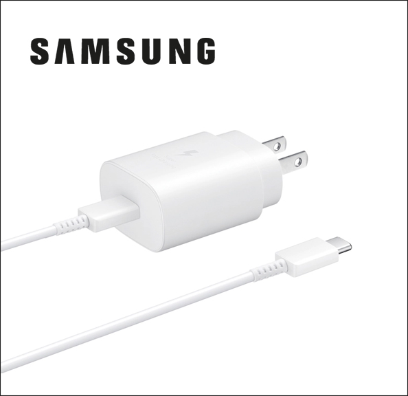 Samsung Fast Charging Wall Charger EP-TA800 Power adapter - 25 Watt - 3 A - SFC (USB-C) - on cable: USB-C - white - for Galaxy A20, A50, A70, A8s, M30, M40, Note10, S20, S20 5G, S20+ 5G, Z Flip, Z Flip 5G 