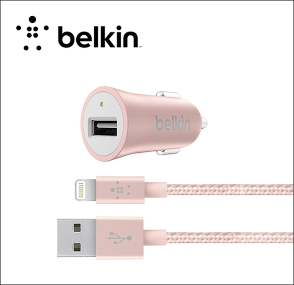 Belkin MIXIT Metallic Car Charger Car power adapter - 2.4 A (USB) - on cable: Lightning - rose gold - for Apple iPad/iPhone/iPod (Lightning) 