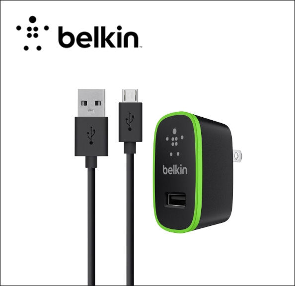 Belkin Universal Home Charger Power adapter - 12 Watt - 2.4 A (USB) - on cable: Micro-USB - black 