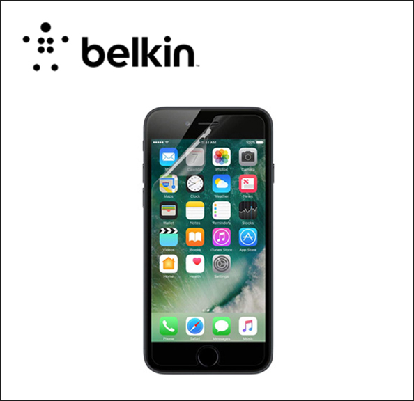 Belkin ScreenForce Transparent Screen protector for cellular phone - film - transparent (pack of 2) - for Apple iPhone 7 