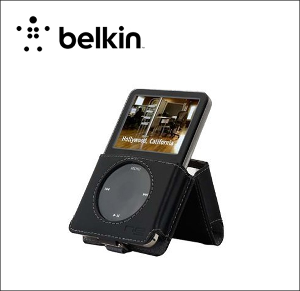 Belkin Kickstand Case for 5G iPod Case for player - fine-grain leather - black - for Apple iPod (5G) 
