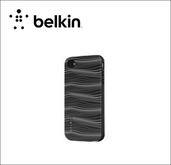 Belkin Grip Graphix Case for cell phone - silicone - clear, black pearl - for Apple iPhone 4 